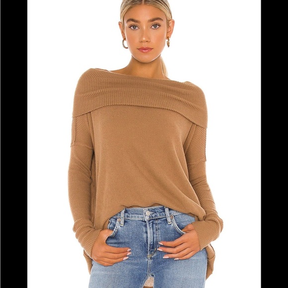 We the Free Vintage Bronze Snowbunny Off the Shoulder Long Sleeve Tee - Picture 1 of 15